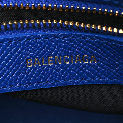Balenciaga Signature Grained Calfskin Logo XXS Ville Top Handle Bag Bleu Roi White 6 of 9