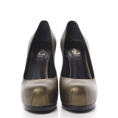 Saint Laurent Vernigolf Tribtoo 105 Platform Pumps 36.5 Gold 2 of 10