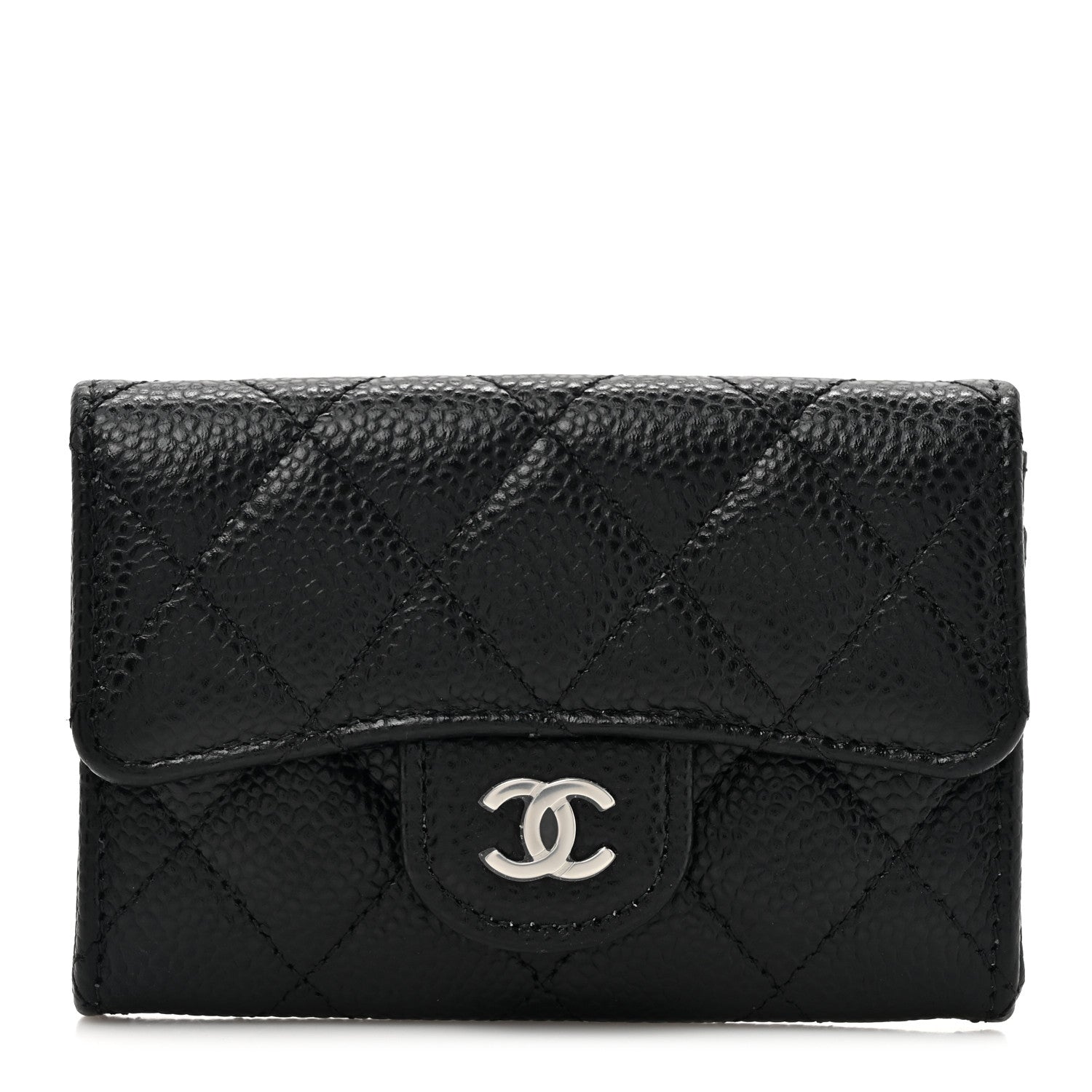 Chanel Caviar Quilted Flap Card Holder Wallet Black 1 of 8