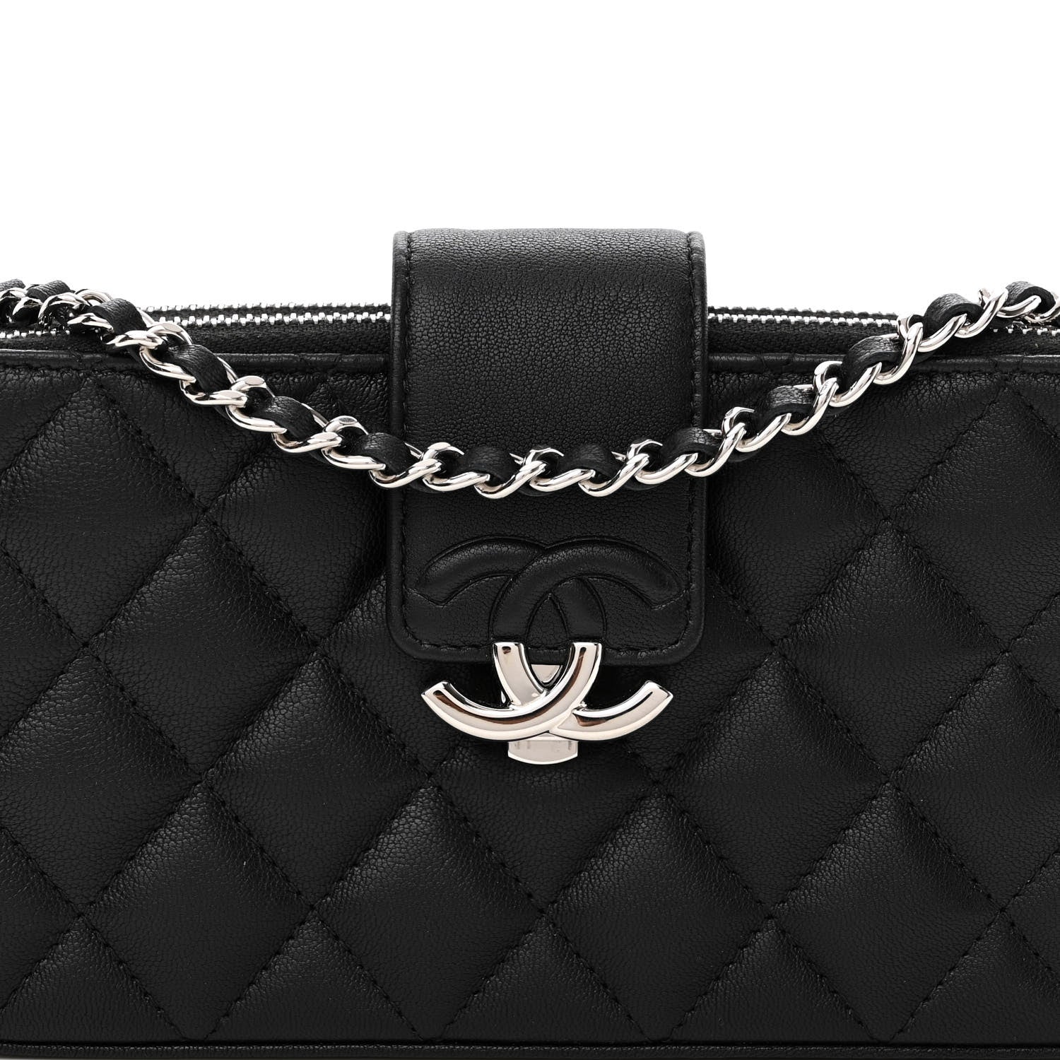 Chanel Lambskin Quilted CC Box Clutch With Chain Black 9 of 11