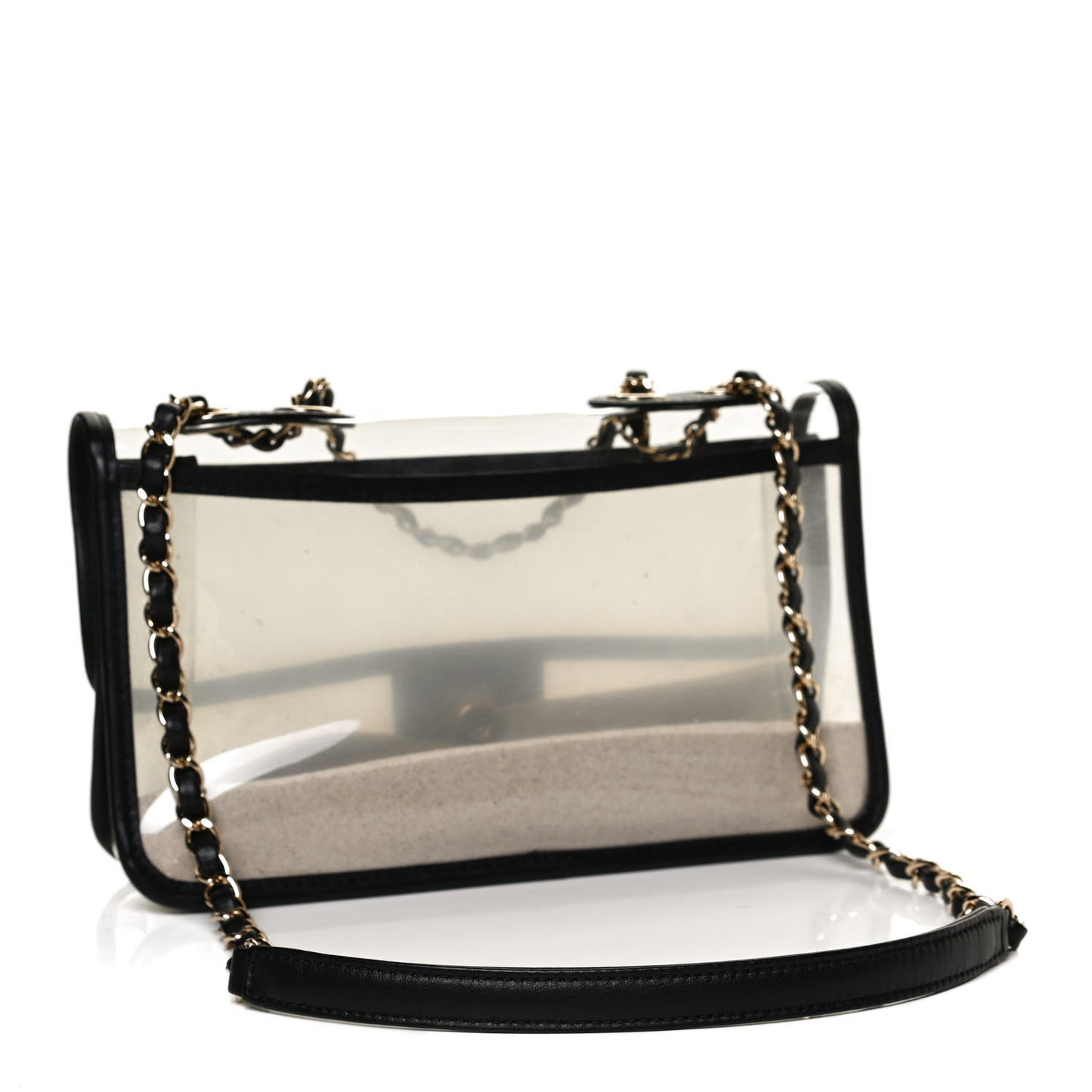 Lambskin PVC Medium Coco Sand Flap Black