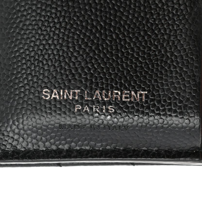 Saint Laurent Grain De Poudre Matelasse Chevron Monogram Zipped Card Case Black 6 of 12