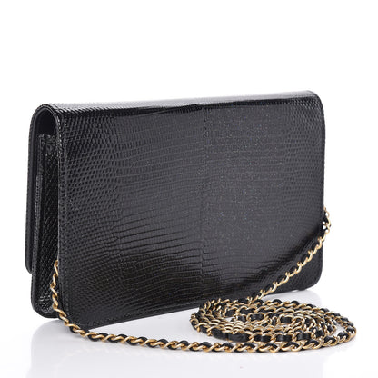 Chanel Metallic Lizard Golden Class Wallet on Chain WOC Black 3 of 15
