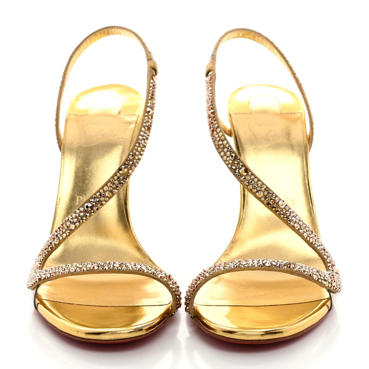 Crystal Strass Rosalie 100 Sandals 38.5 Cry Aurum Gold