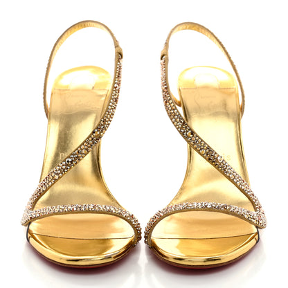 Christian Louboutin Crystal Strass Rosalie 100 Sandals 38.5 Cry Aurum Gold 2 of 10