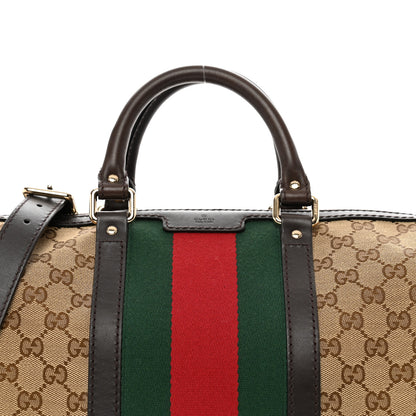 Gucci Monogram Selleria Calfskin Vintage Web Medium Boston Beige Ebony Cocoa 5 of 15