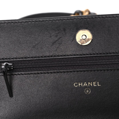 Chanel Lambskin Quilted Chanel 19 Wallet On Chain WOC Dark Grey 14 of 17