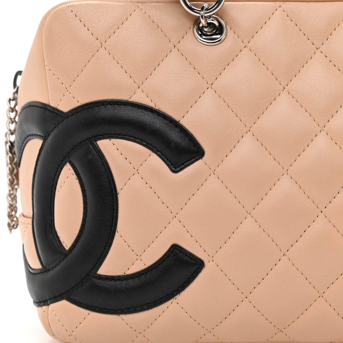 Calfskin Quilted Large Cambon Bowler Beige Black