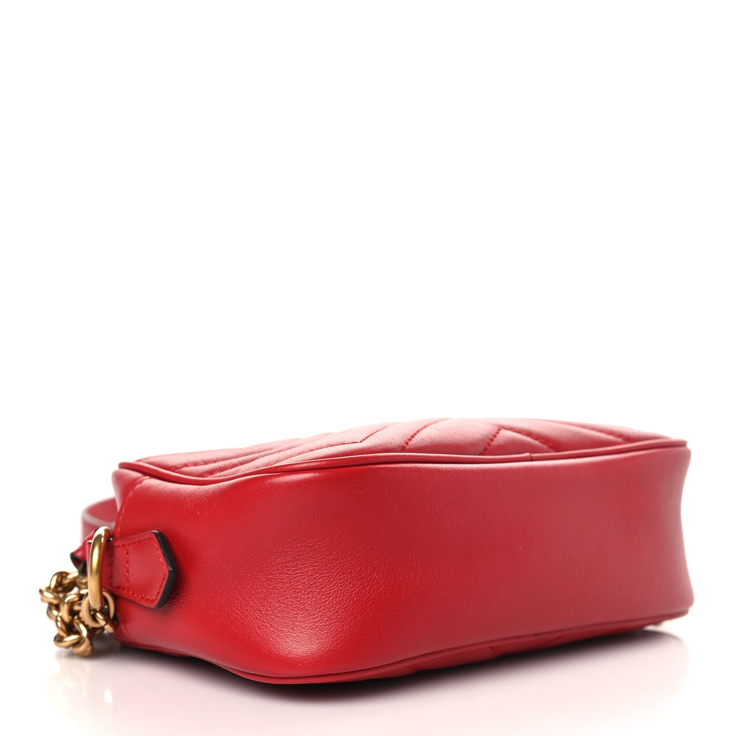 Calfskin Matelasse Mini GG Marmont Chain Shoulder Bag Hibiscus Red