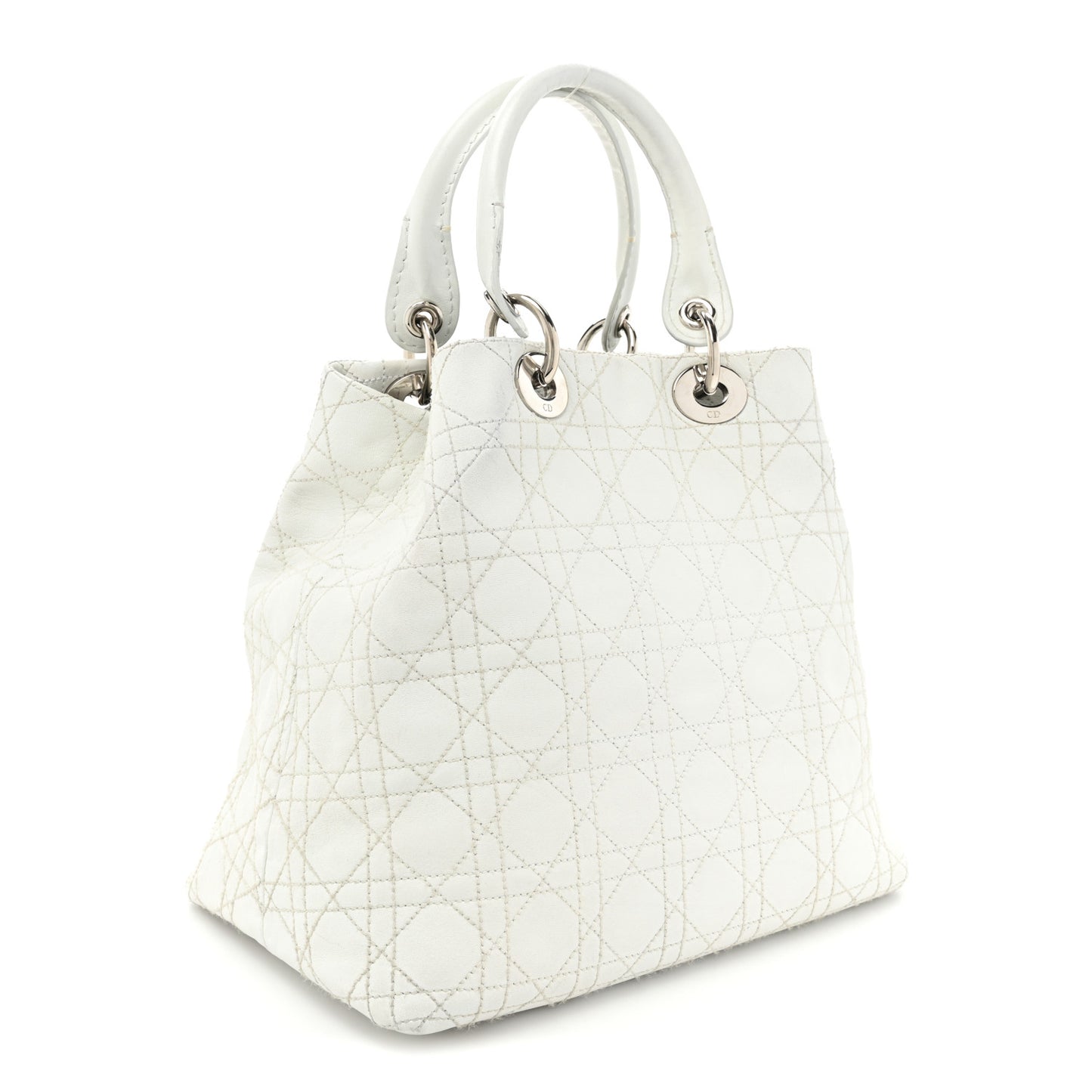 Lambskin Cannage Medium Soft Lady Dior White