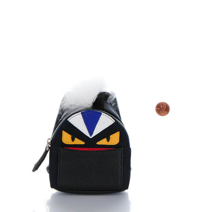 Fendi Nylon Cuoio Romano Nutria Fox Fur Monster Eyes Mini Backpack Charm Blue Black Multicolor 2 of 9