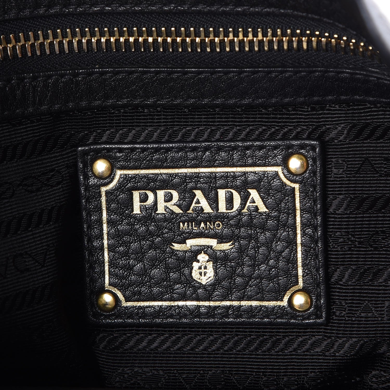 Prada Vitello Daino Pushlock Tote Black 6 of 8