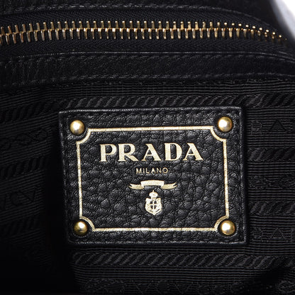 Prada Vitello Daino Pushlock Tote Black 6 of 8