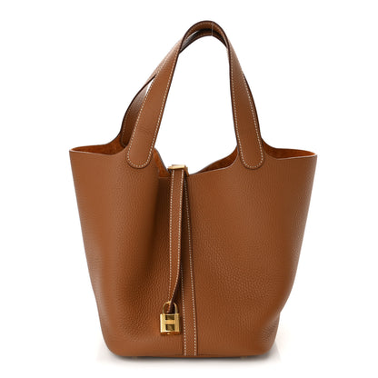 Hermes Taurillon Clemence Picotin Lock 22 MM Gold 1 of 12