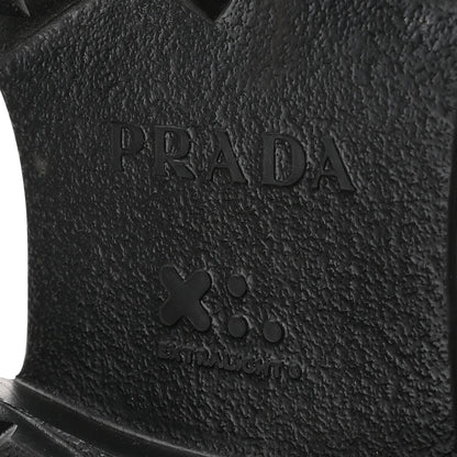 Prada Spazzolato Rois Nylon Metal Triangle Logo Monolith Pouch Pocket 55mm Boots 40 Black 7 of 8