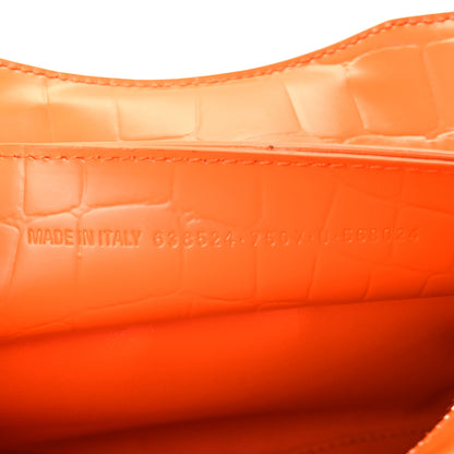 Balenciaga Semi Shiny Calfskin Crocodile Embossed Neo Classic Silver Hardware Mini City Orange 7 of 11