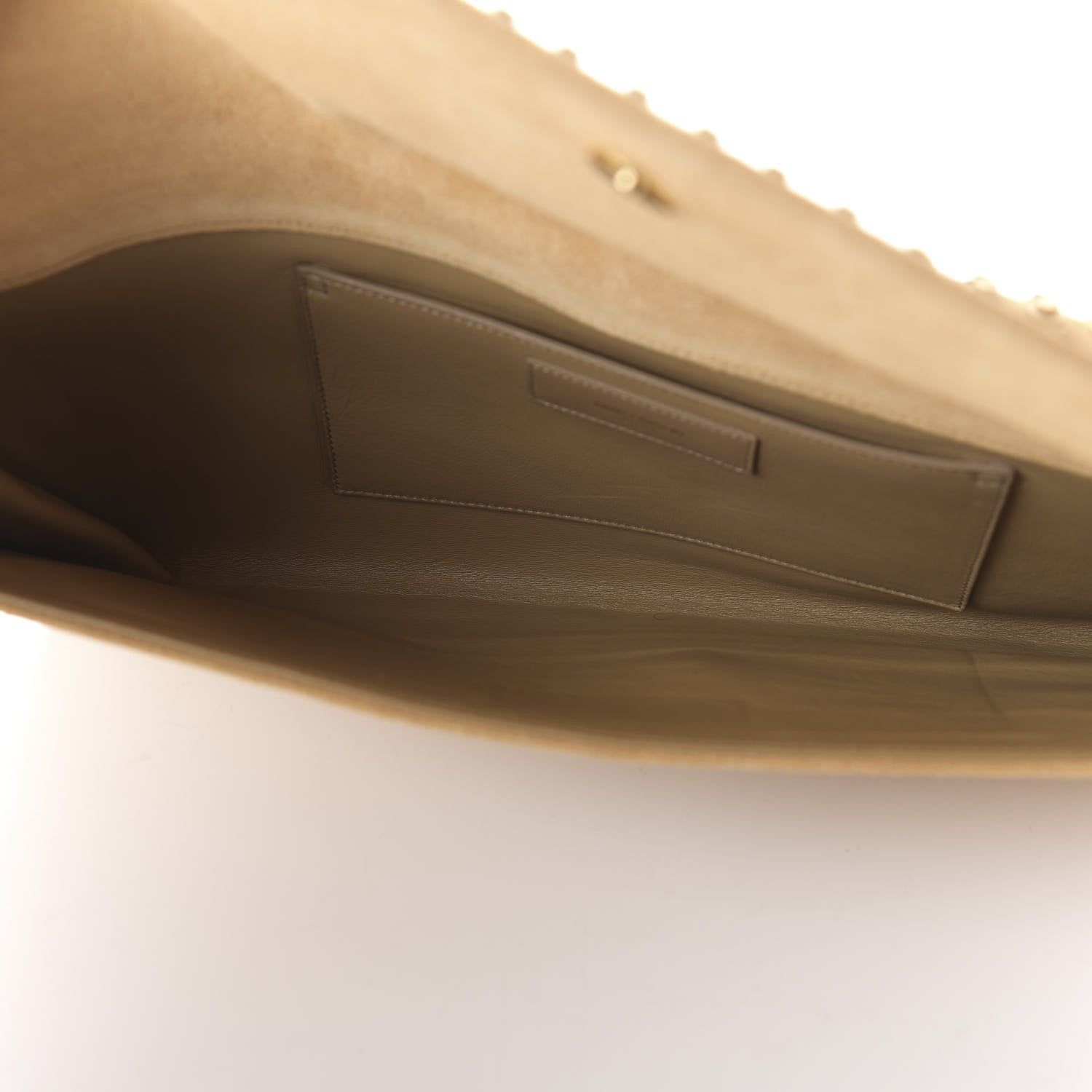 Saint Laurent Suede Studded Diagonal Clutch Beige 5 of 9