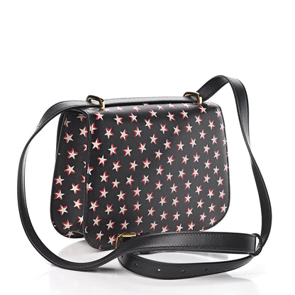 Saint Laurent Smooth Calfskin Star Print Small Spontini Saddle Bag Black Ivory Red 3 of 10