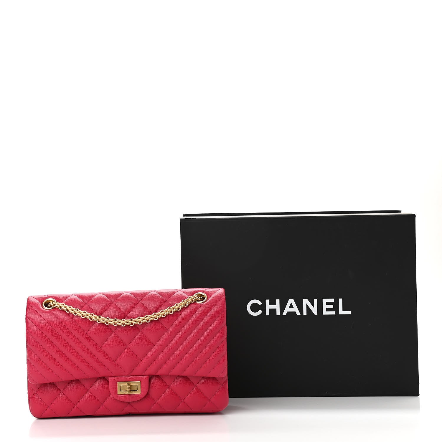 Chanel Caviar Chevron Quilted 2.55 Reissue 226 Flap Fuchsia 11 of 11