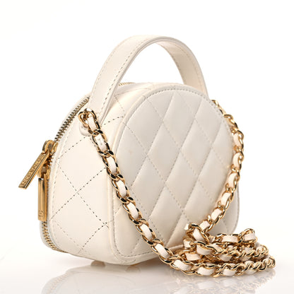 Chanel Lambskin Quilted Mini Chic Riviera Top Handle Vanity Case White 3 of 15