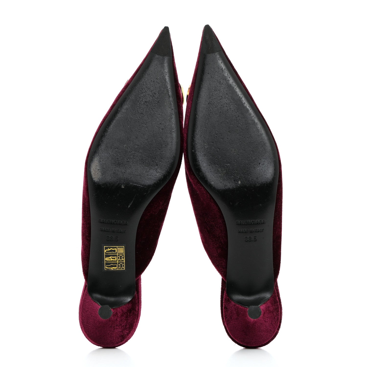 Balenciaga Velvet Extreme BB Knife Pointed Toe 40mm Mules 38.5 Rouge Prune 5 of 9