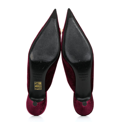 Balenciaga Velvet Extreme BB Knife Pointed Toe 40mm Mules 38.5 Rouge Prune 5 of 9