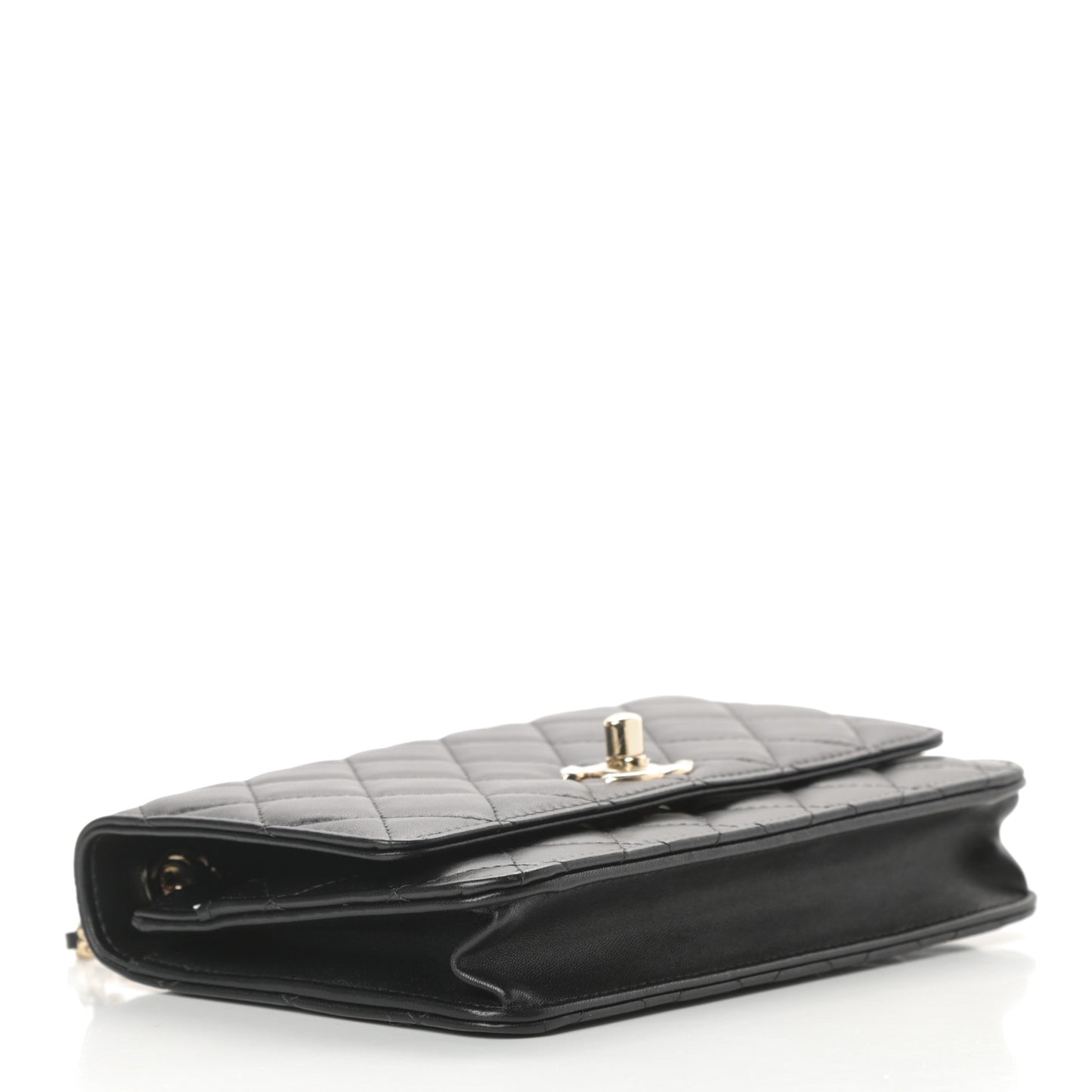 Lambskin Quilted Trendy CC Wallet On Chain WOC Black