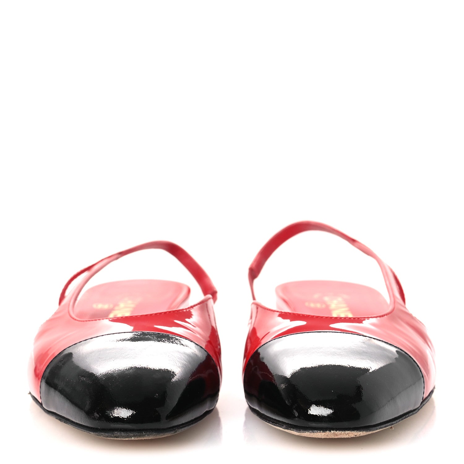 Chanel Patent Calfskin Cap Toe CC Slingback Flats 39 Red Black 3 of 14
