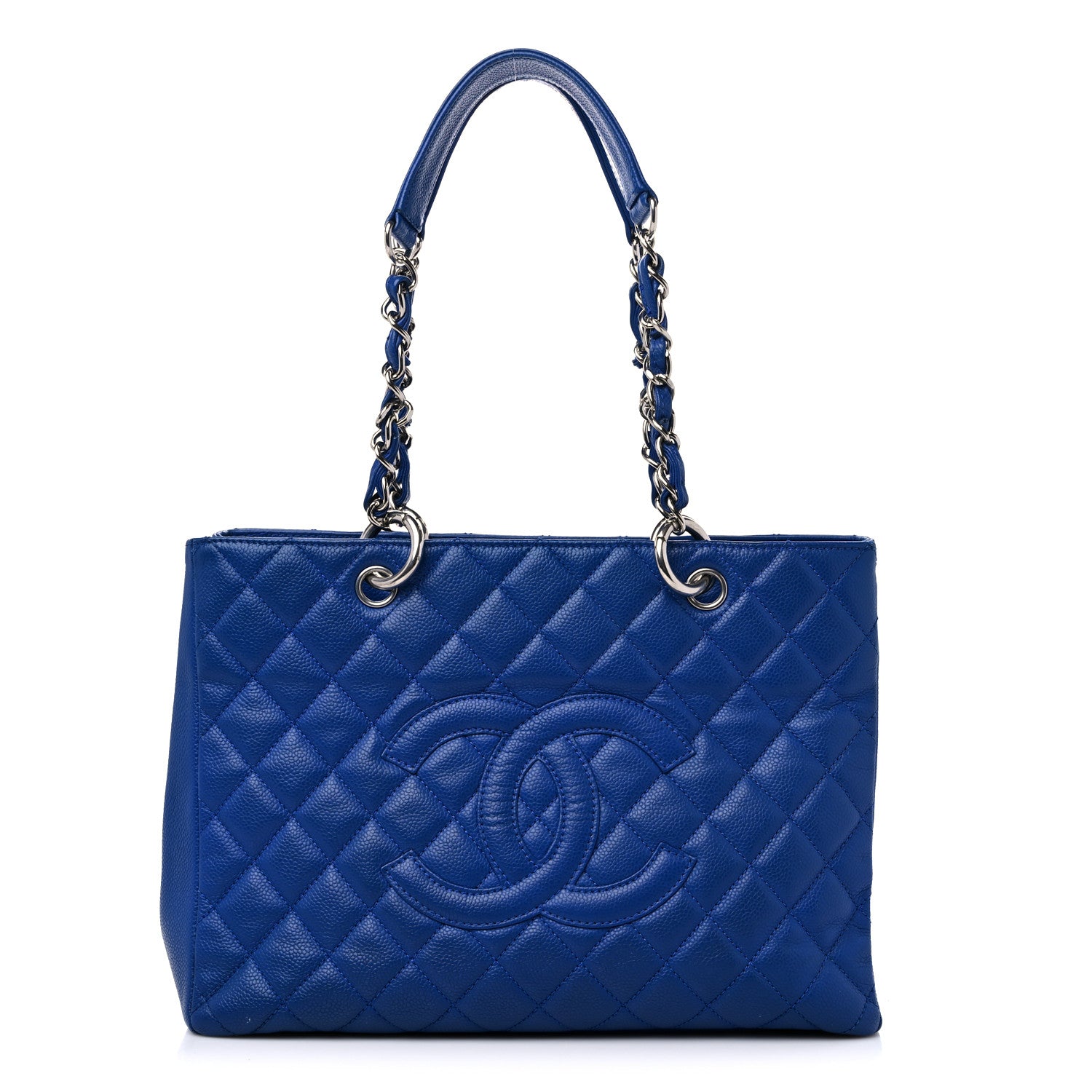Chanel Caviar Quilted Grand Shopping Tote GST Blue 1 of 15