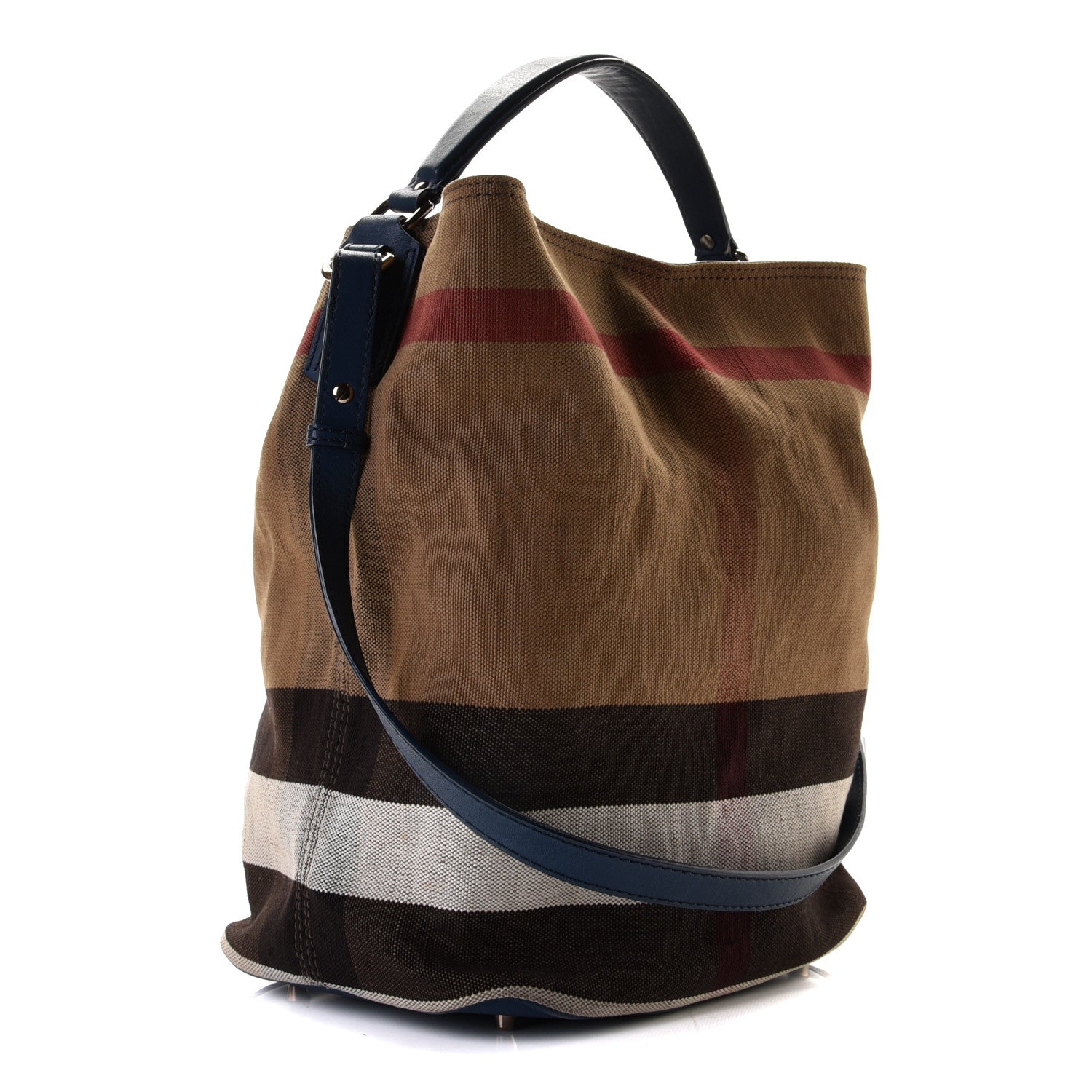 Burberry Canvas Mega Check Medium Ashby Hobo Blue 2 of 12