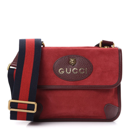 Gucci Suede Web Small Neo Vintage Double Flap Messenger Bag Romantic Cherry Chardonnay 1 of 15