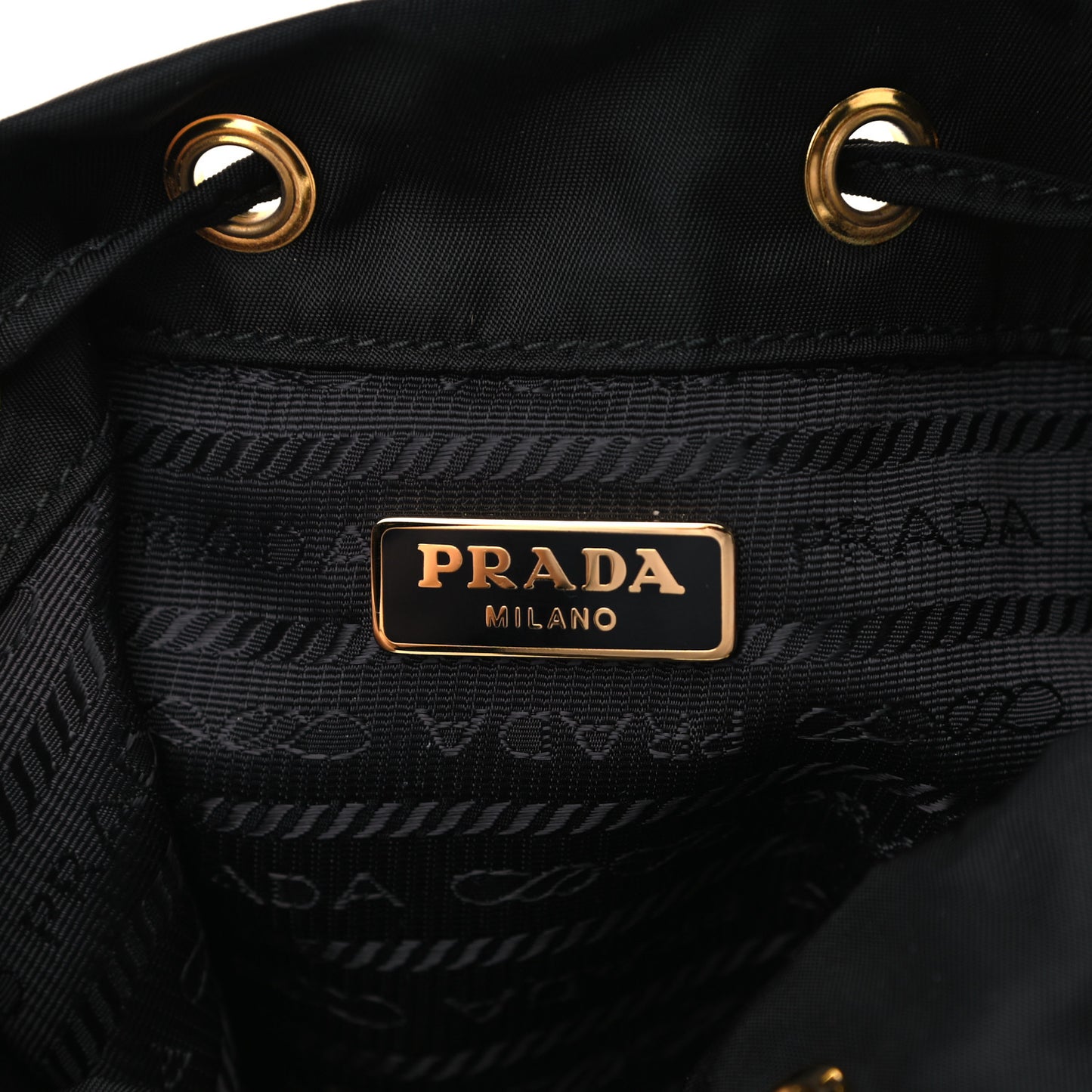 Saffiano Tessuto Nylon Mini Bucket Crossbody Bag Black