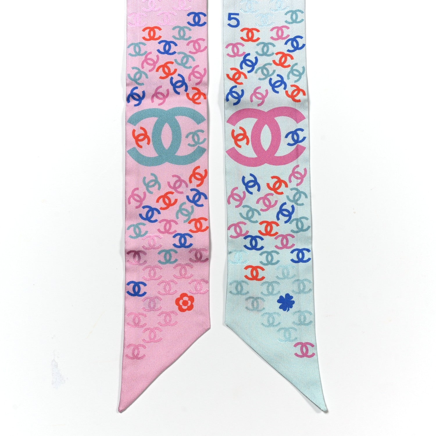 Chanel Silk CC Slim Bandeau Pink Light Blue Red 2 of 3