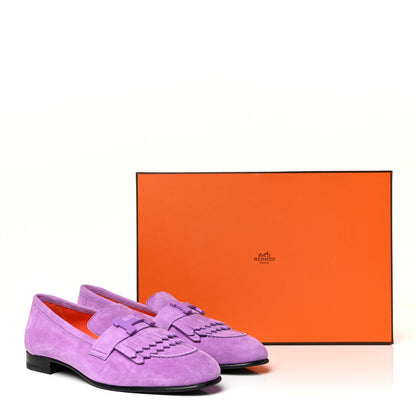 Hermes Suede Goatskin Womens Royal Loafers 36 Violet Parme 13 of 13