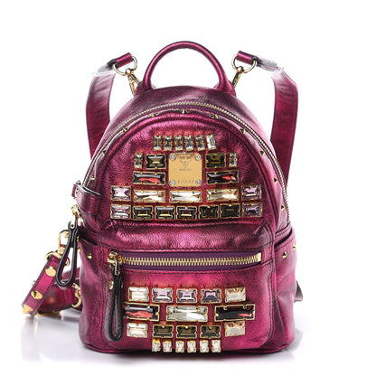 MCM Metallic Calfskin Swarovski Crystal Baby Edeline Backpack Pink 1 of 11