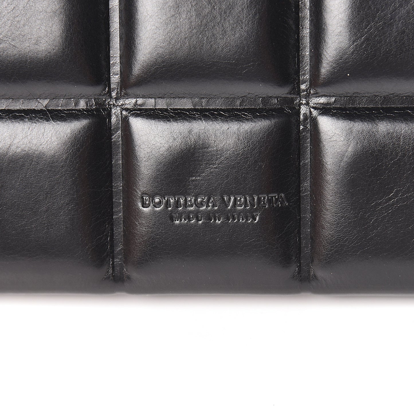 Calfskin Padded Paper Zip Wallet Black