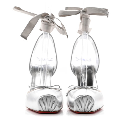 Christian Louboutin Nappa Laminata Cassia Lace Up 100 Pumps 40 Silver 2 of 9