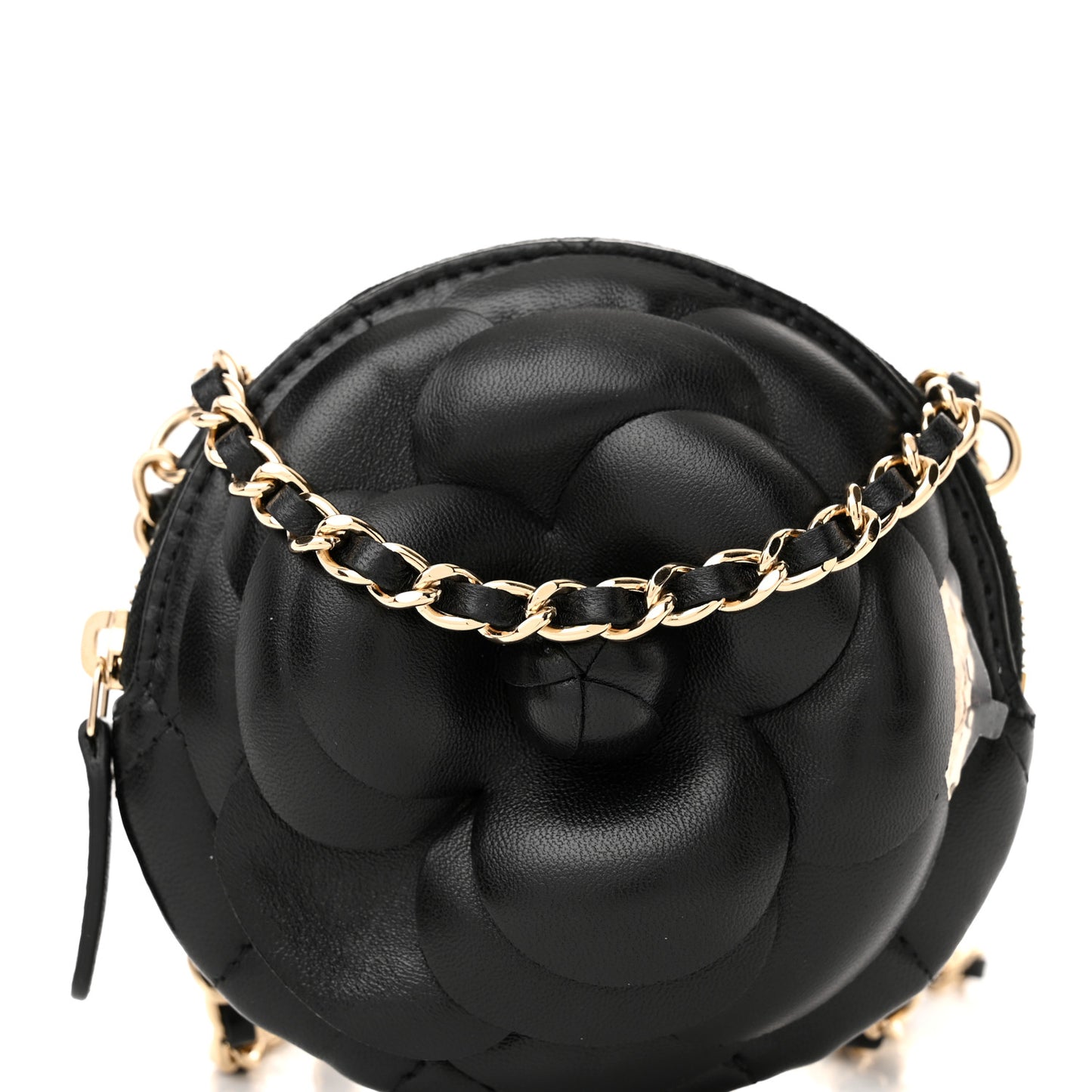 Lambskin Mini Camellia Bouquet Clutch With Chain Black