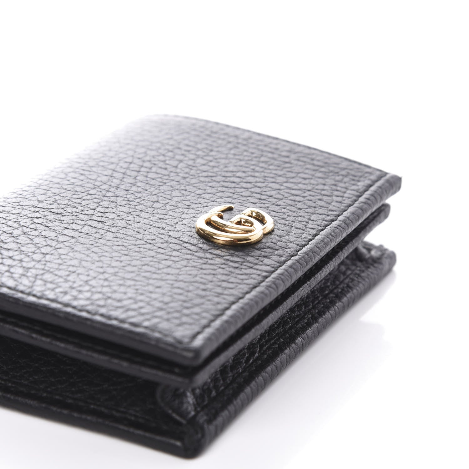 Gucci Pebbled Calfskin GG Marmont Card Case Black 7 of 8