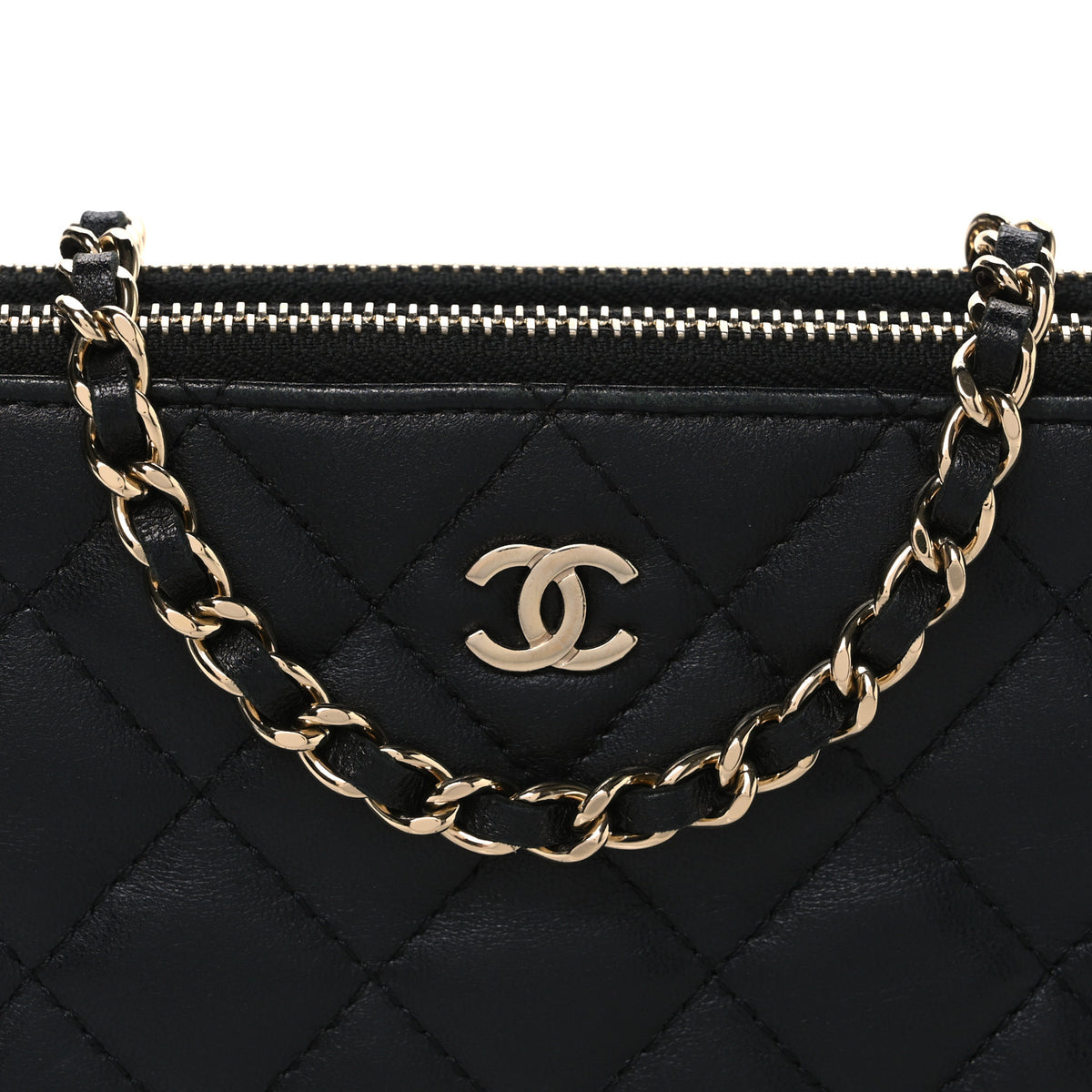 Lambskin Quilted Small Clutch With Chain Black