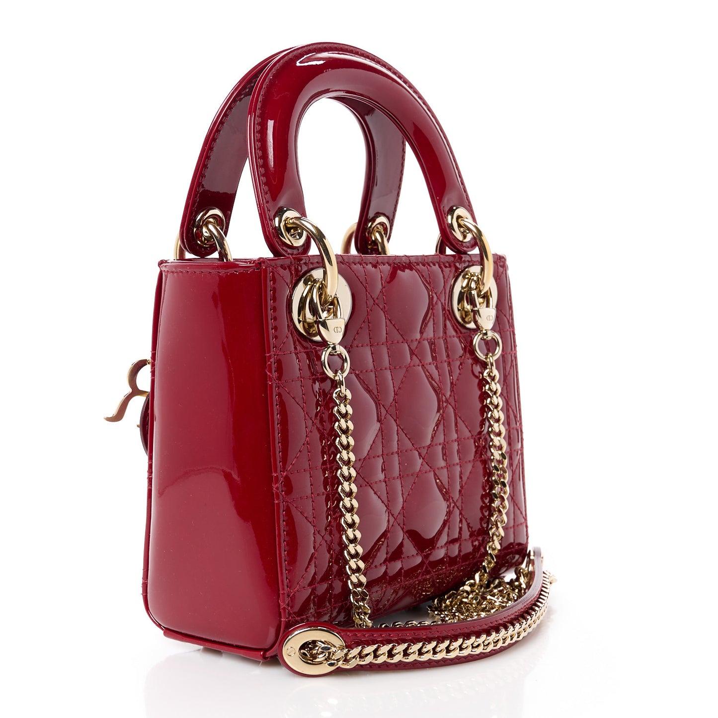 Patent Cannage Mini Lady Dior Red