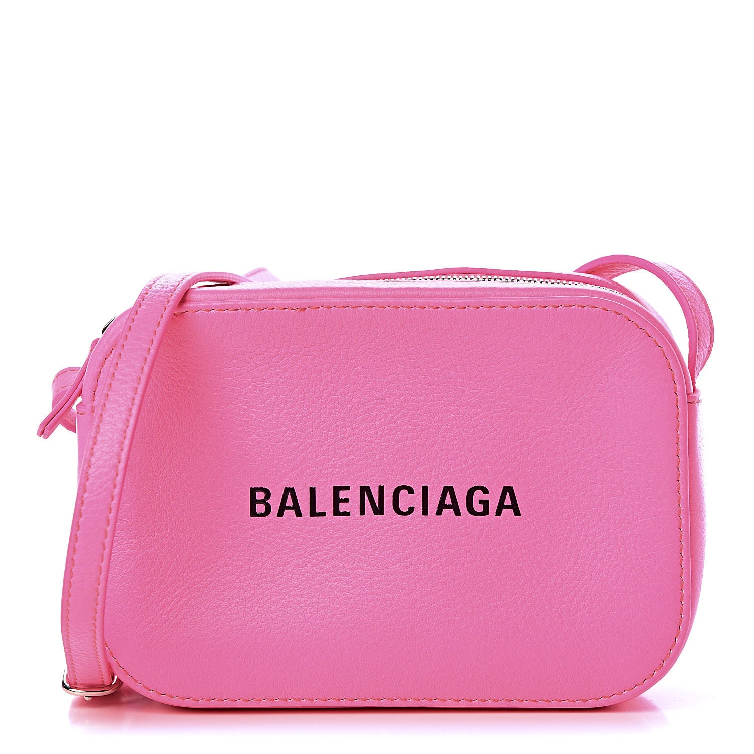 Balenciaga Smooth Calfskin Logo XS Everyday Camera Bag Acid Pink Black 1 of 6