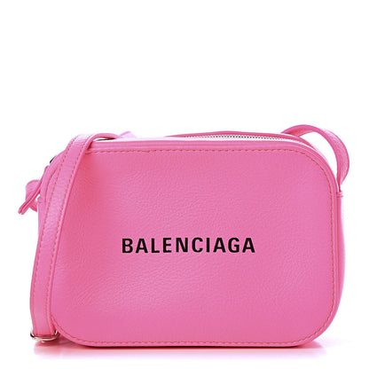 Balenciaga Smooth Calfskin Logo XS Everyday Camera Bag Acid Pink Black 1 of 6