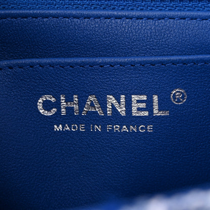 Chanel Tweed Quilted Mini Rectangular Flap Blue White 6 of 12