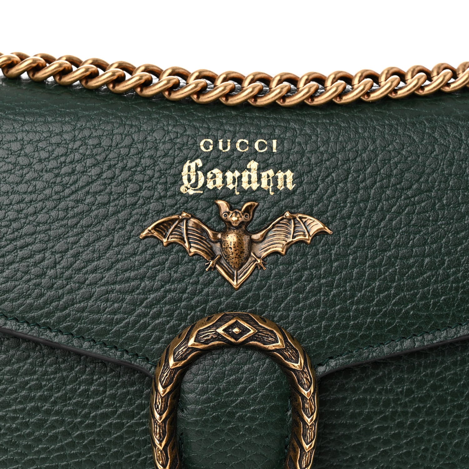 Gucci Calfskin Garden Dionysus Chain Wallet Emerald 8 of 12