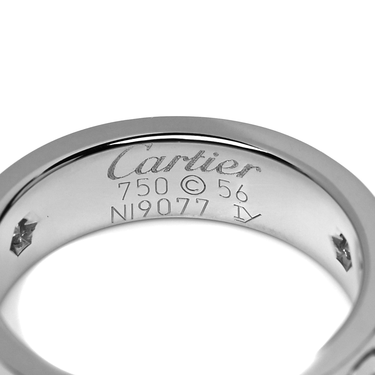 Cartier 18K White Gold 3 Diamond 5.5mm LOVE Ring 56 7.5 4 of 4