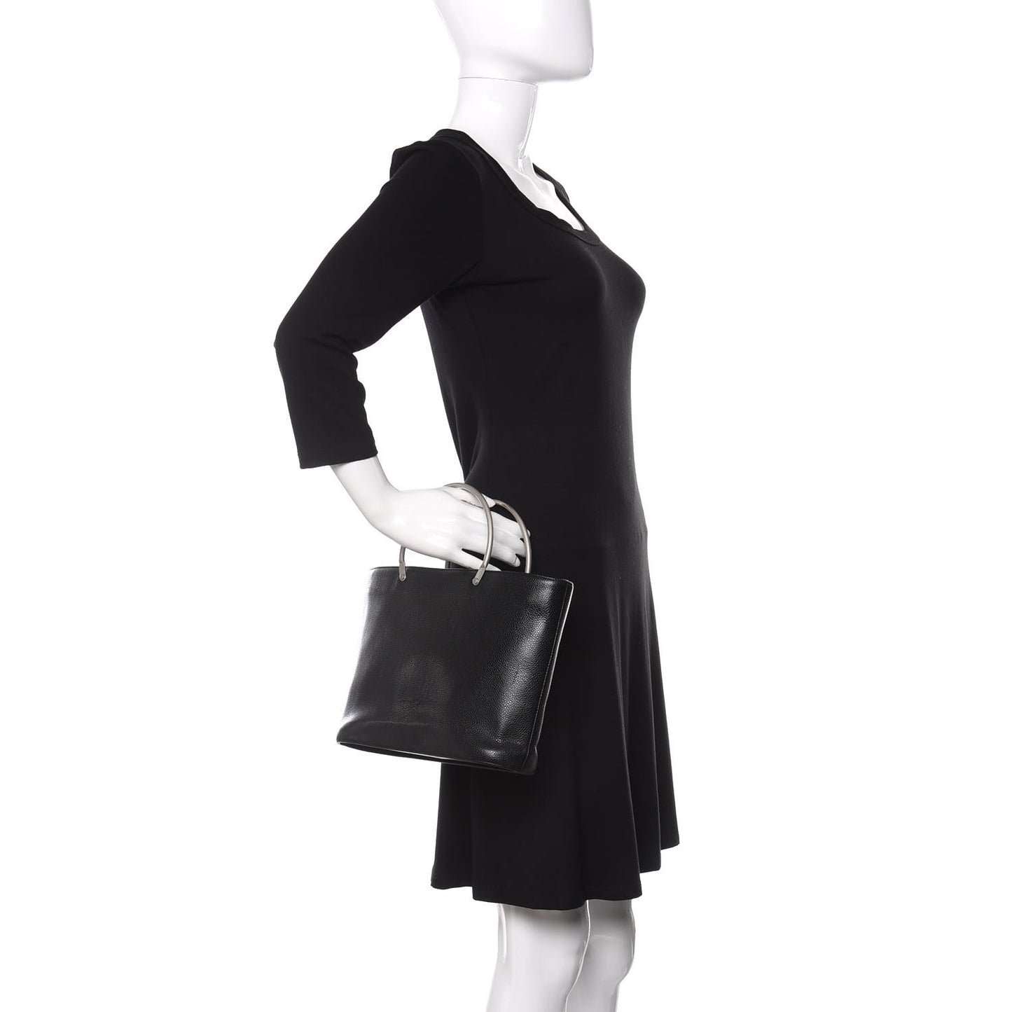 Caviar Metal Handle Tote Black