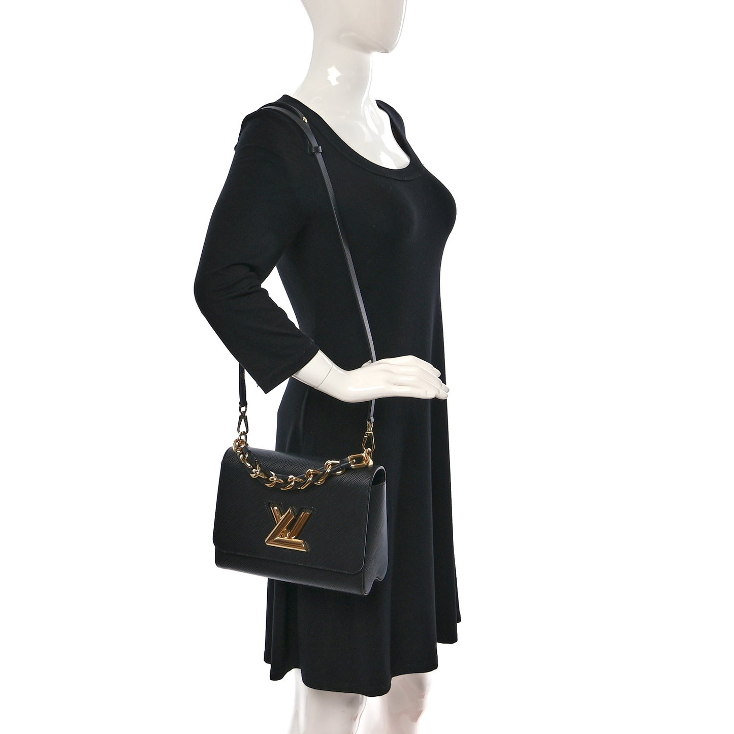 Epi Twist Braided Strap Shoulder Bag MM Black