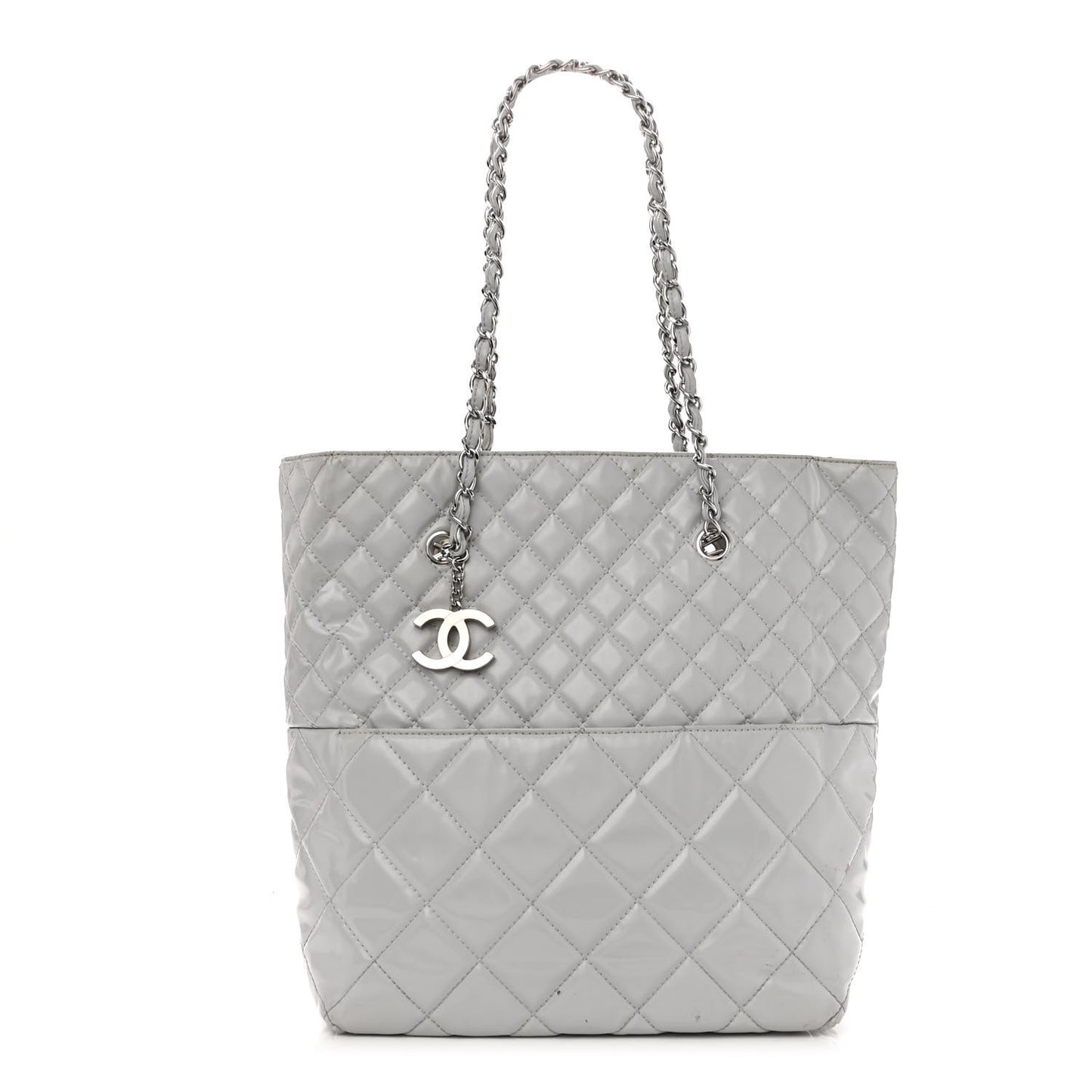 Vinyl Quilted In The Business North South Tote Light Grey