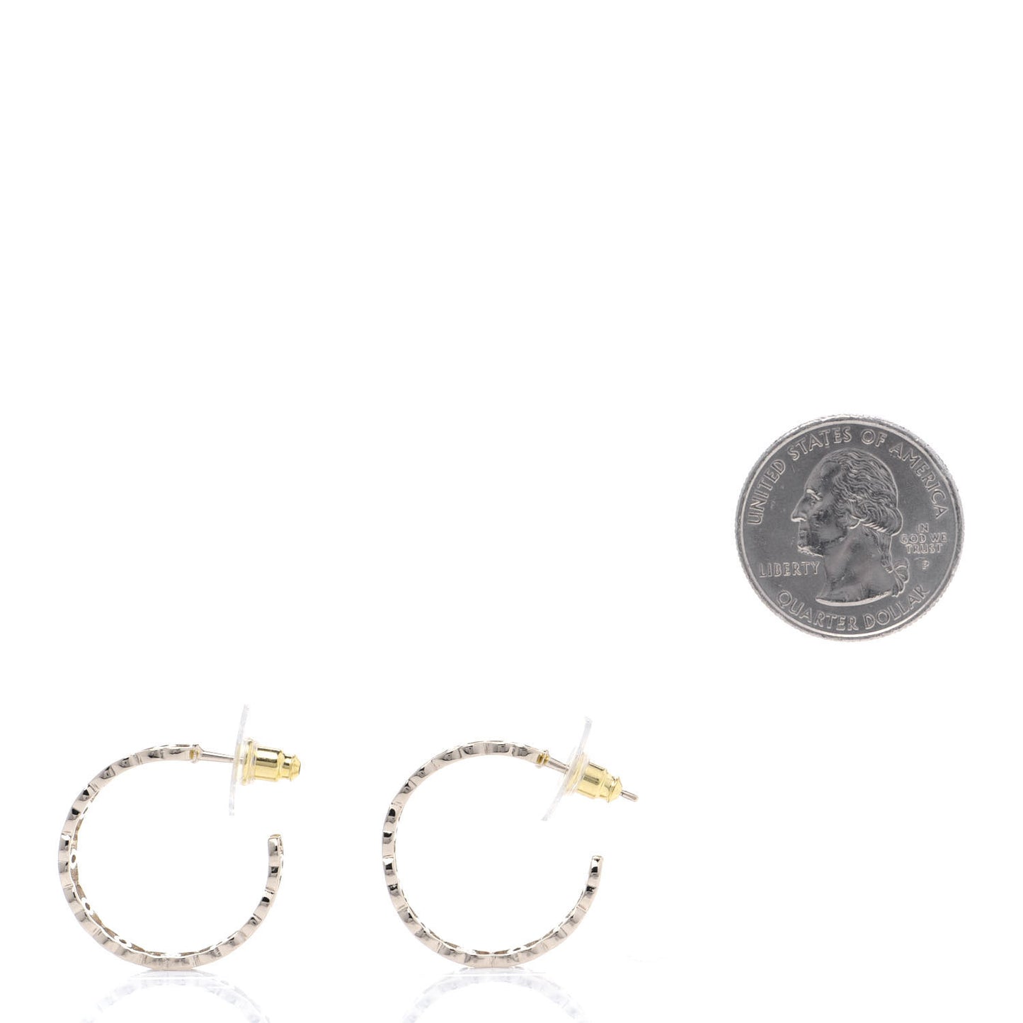 Metal CC Hoop Earrings Gold